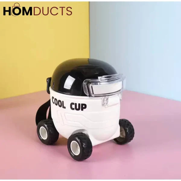 Cool Cartoon Car Shaped Straw Water Bottle for Kids - 550ml