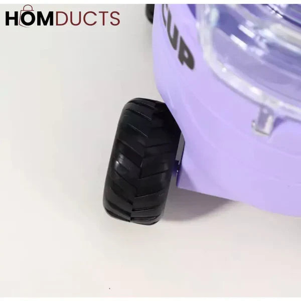 Cool Cartoon Car Shaped Straw Water Bottle for Kids - 550ml