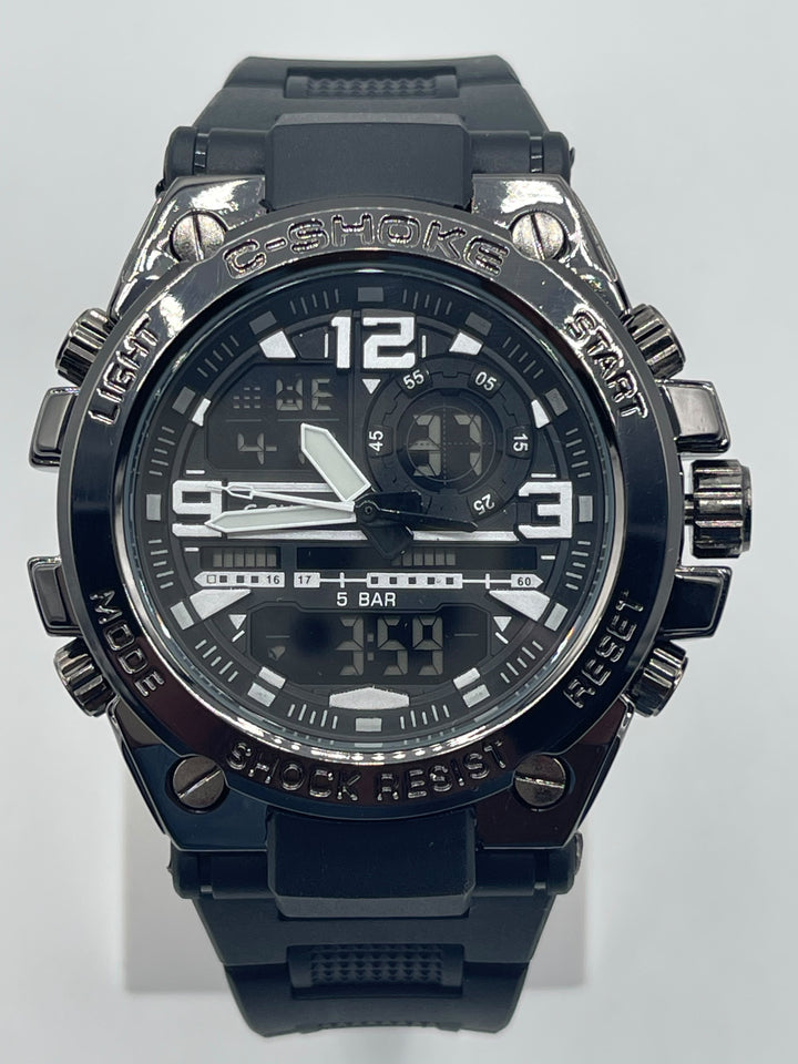 watch  steel dial and steel back water resistant and rubber strap high quality