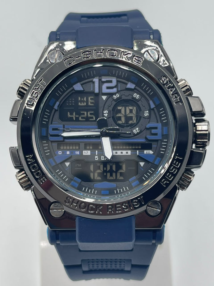watch  steel dial and steel back water resistant and rubber strap high quality