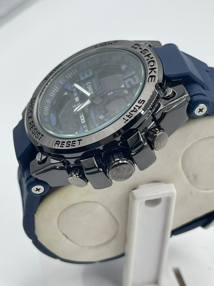watch  steel dial and steel back water resistant and rubber strap high quality
