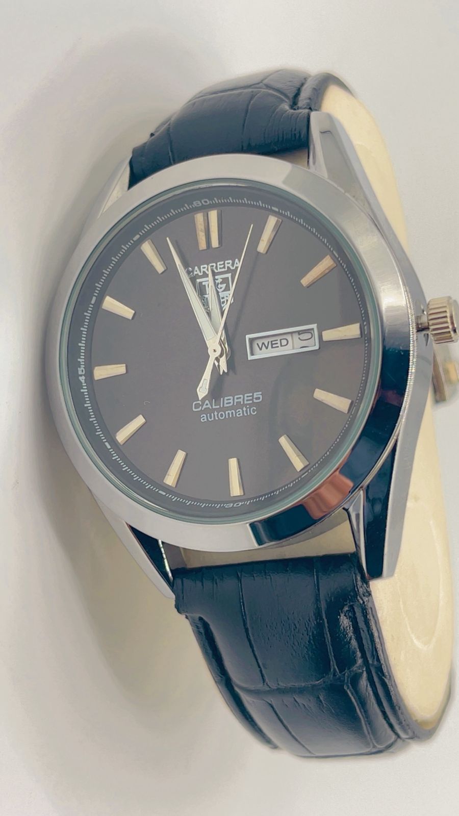Steel back water resistant leather strap