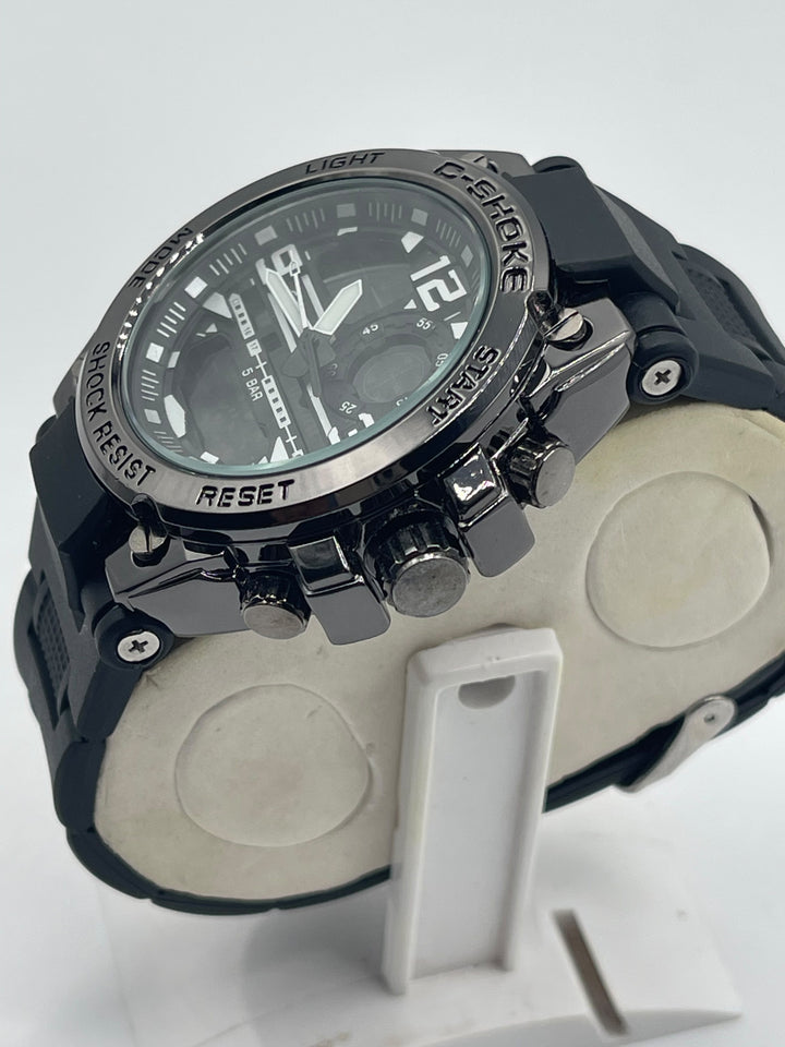 watch  steel dial and steel back water resistant and rubber strap high quality