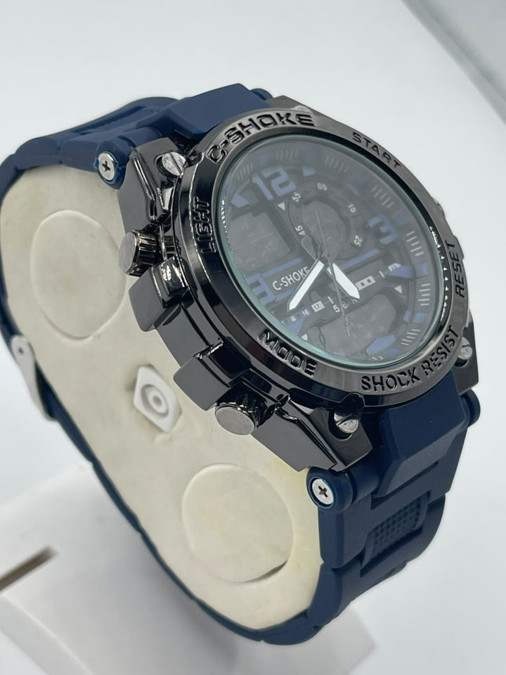 watch  steel dial and steel back water resistant and rubber strap high quality